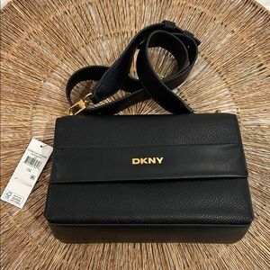 DKNY Black Crossbody Bag with Gold Accents